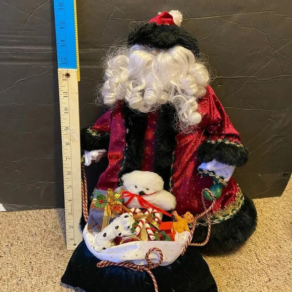 Vintage Tree Topper Santa and His Toy Bag For Children in Christmas Decor Time - Picture 2 of 6